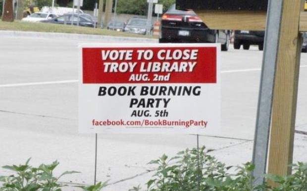 Book burning party